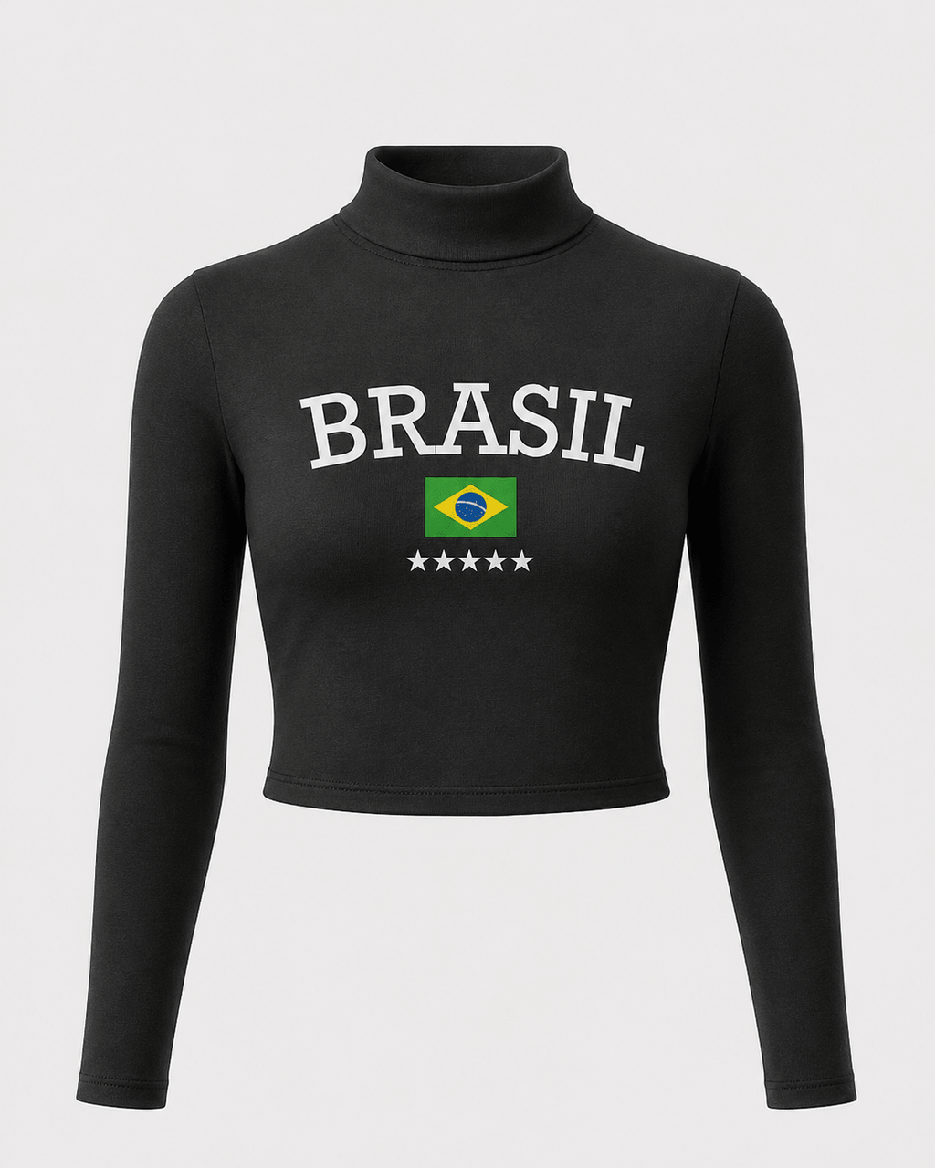 Blusa Brasil de Manga Larga con Cuello Alto