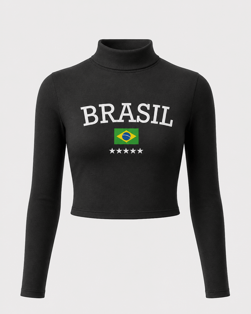 Blusa Brasil de Manga Larga con Cuello Alto