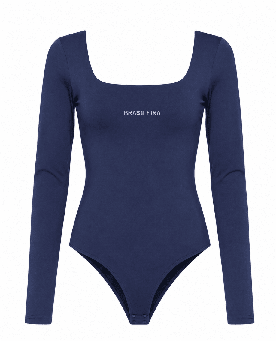 Body azul de manga larga