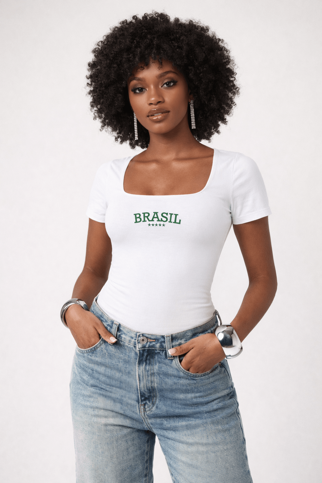 Body blanco de manga corta