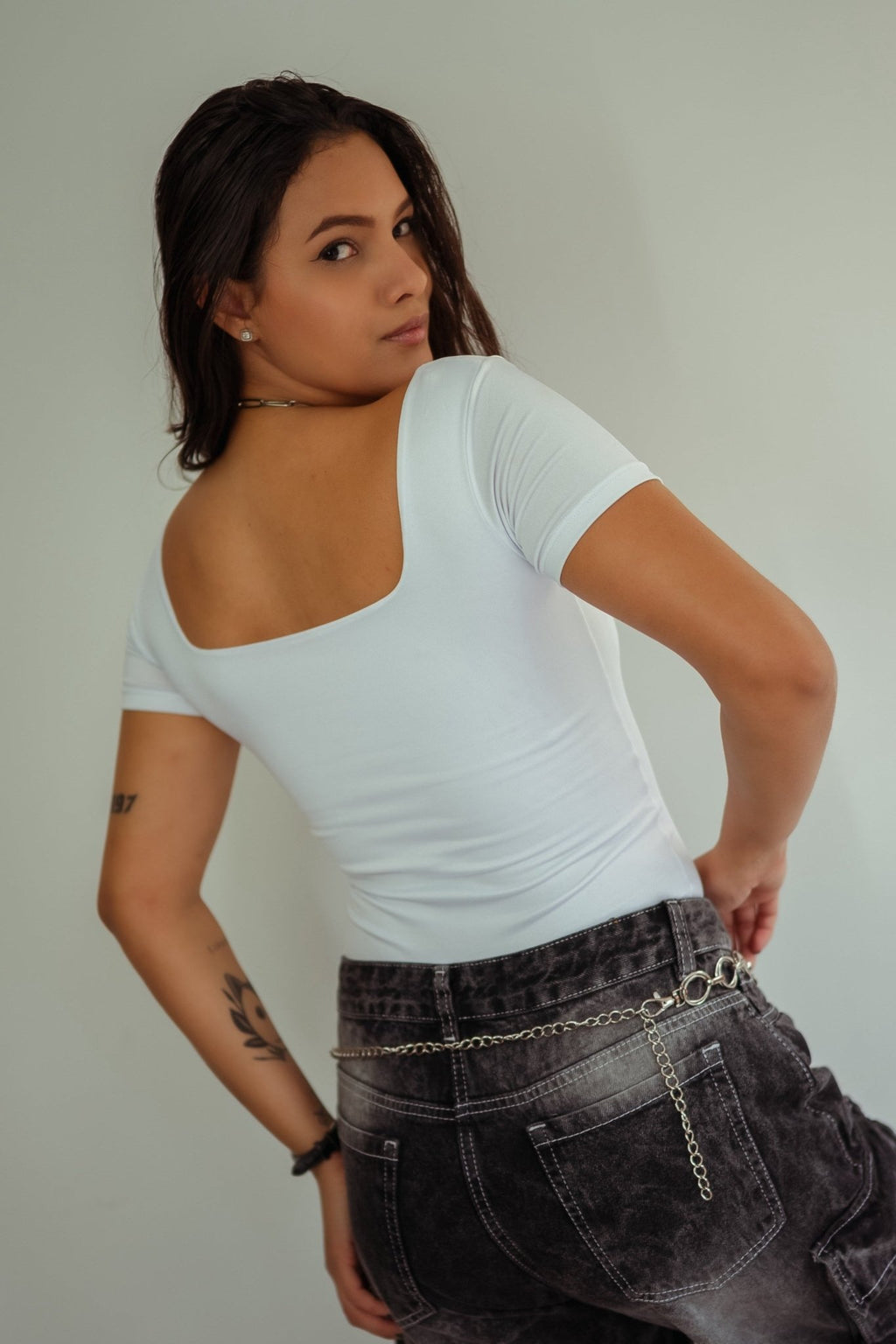 Body blanco de manga corta