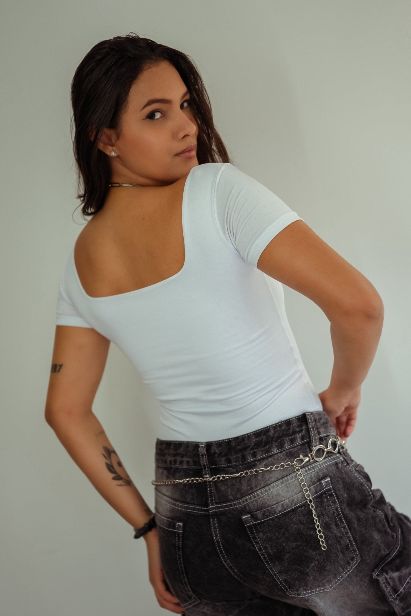 Body blanco de manga corta