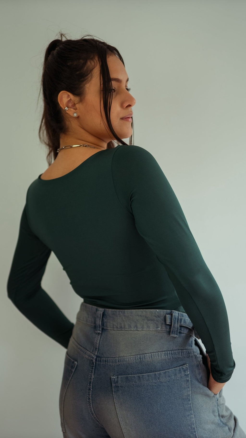 Body Brasílica de Manga Larga verde