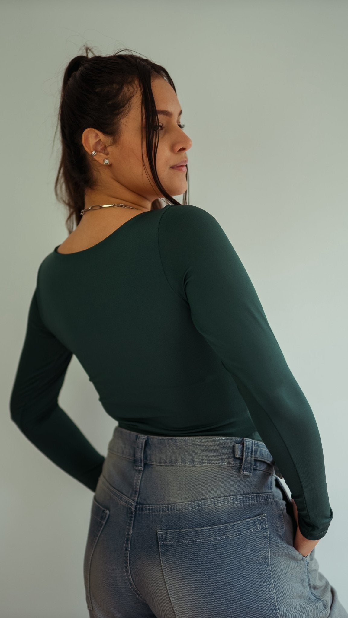 Body Brasílica de Manga Larga verde