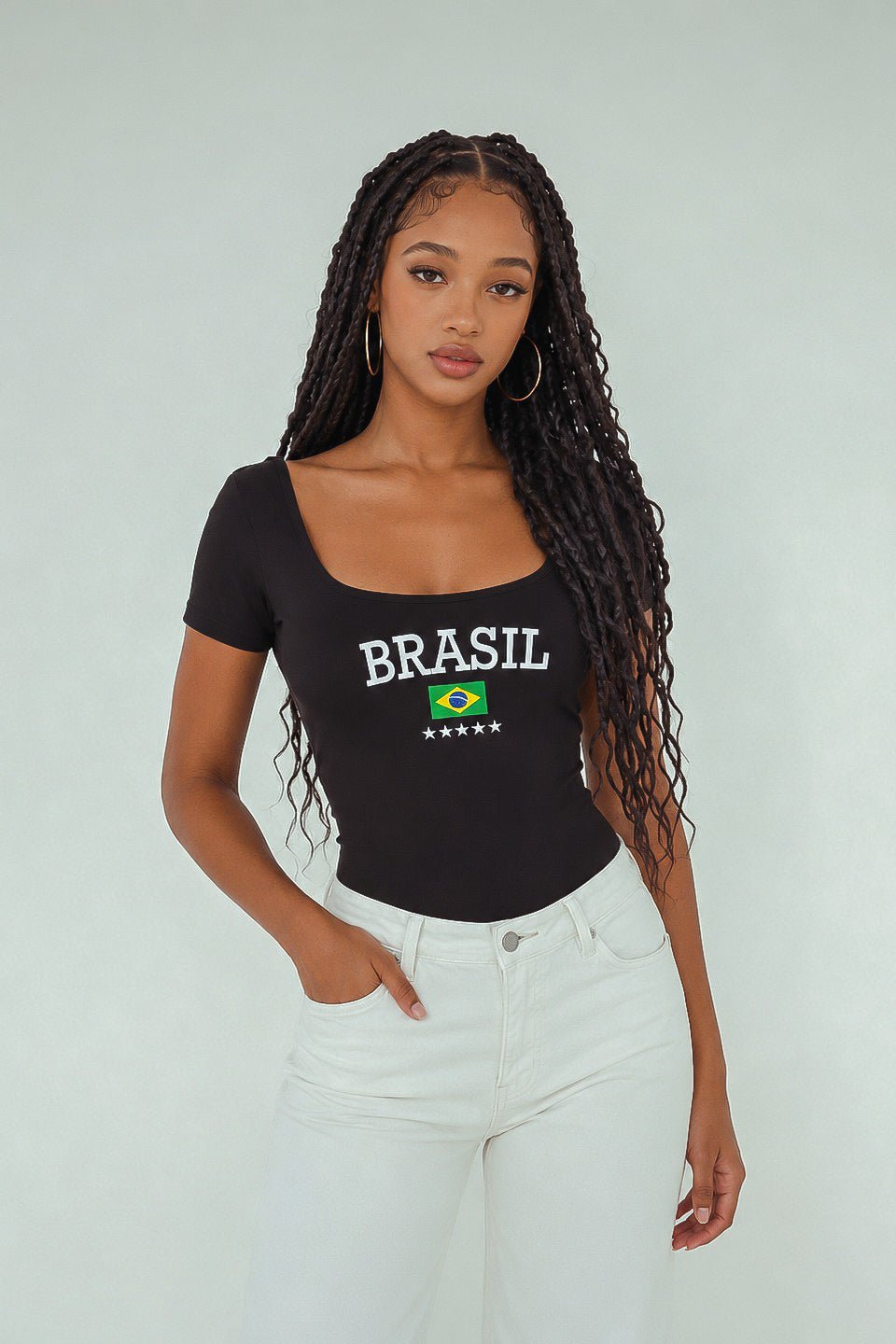 Body negro manga corta