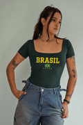 Body verde BRASIL de manga corta
