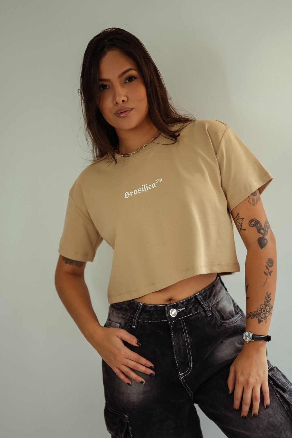 Cropped Beige “Brasílica™” Minimalista