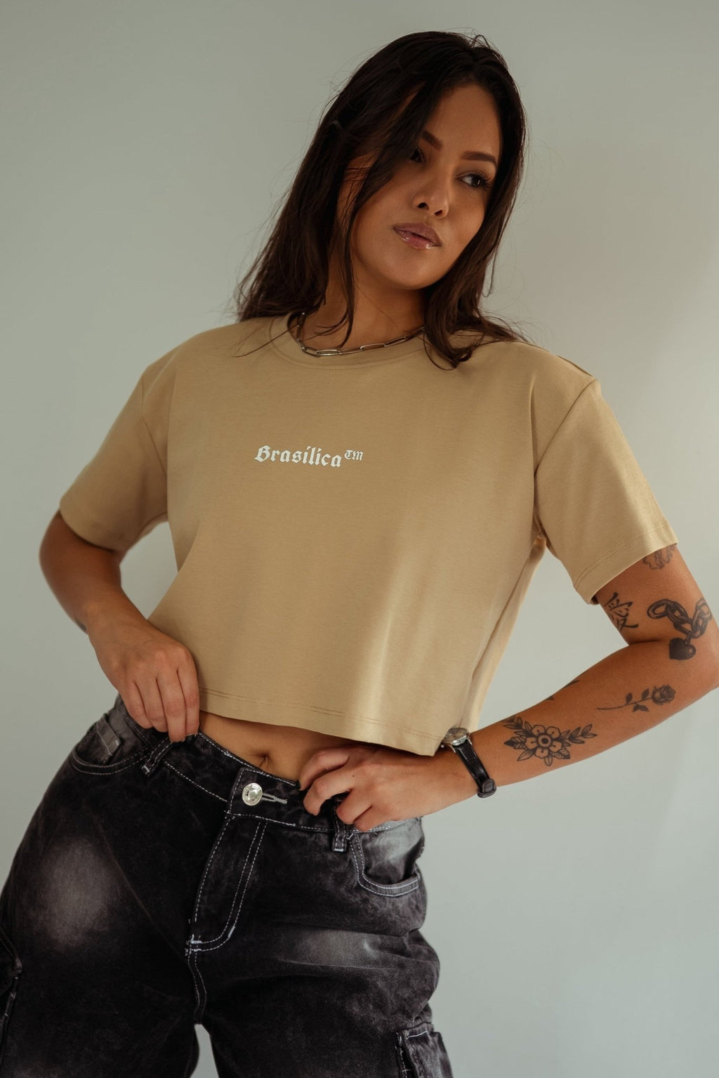 Cropped Beige “Brasílica™” Minimalista