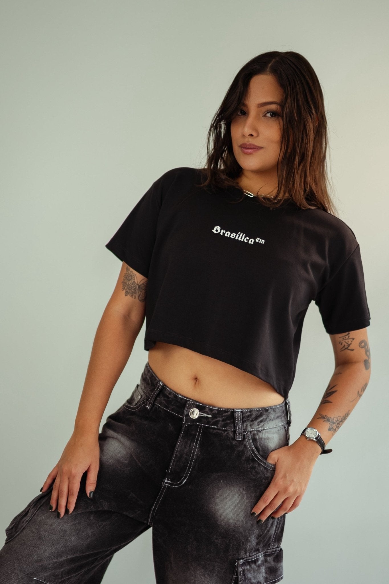 Cropped Negro Brasílica™ Minimalista