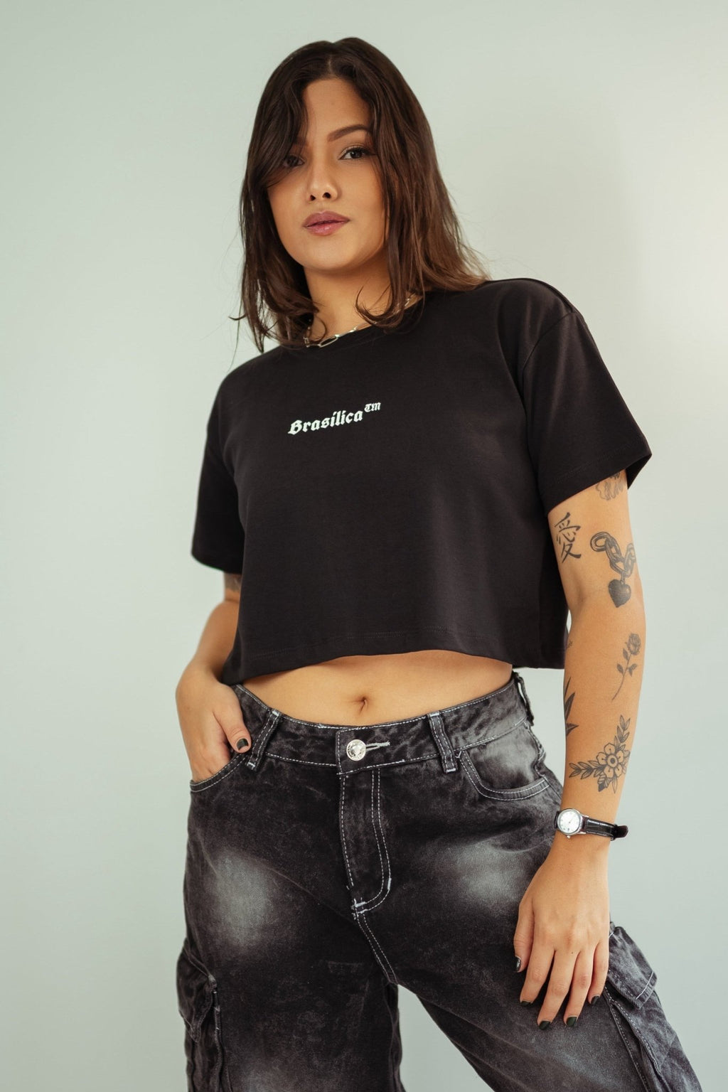 Cropped Negro Brasílica™ Minimalista