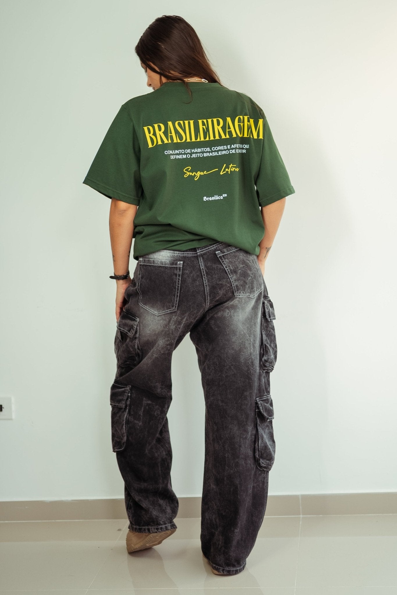 Pantalón cargo jeans negro