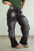 Pantalón cargo jeans negro